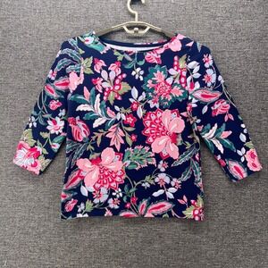 Talbots Womens Shirt Size L Feminine Florals Bloomcore Boho Boatneck Casual